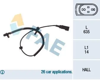 Датчик ABS задн Прав FORD FOCUS I 1.4-2.0 10.98-03.05 FAE 78035