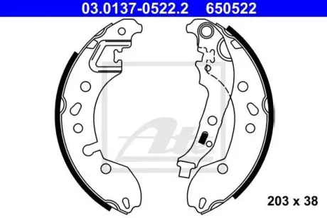 Гальмівна колодка RENAULT TWINGO II, TWINGO III, SMART FORTWO 0.9-Electric 03.07- ATE 03013705222
