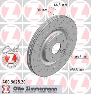 Гальмівний диск ZIMMERMANN 400362820