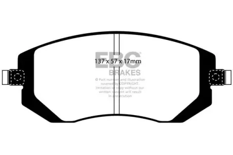 Гальмівні колодки - тюнінг Ultimax, дозвіл, передн SUBARU FORESTER, IMPREZA, LEGACY III, LEGACY IV, LEGACY V, OUTBACK 1.5-3.0 08.97- EBC DP1661