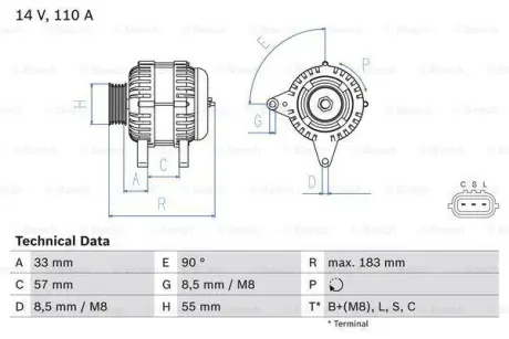 Генератор BOSCH 0986082730