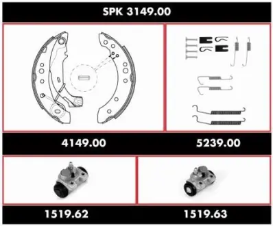 Комплект тормозов, барабанный тормозной механизм ROADHOUSE SPK314900