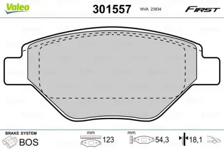Гальмівні колодки дискові RENAULT Megane "1,4 "F "02>> ="" VALEO ="301557"