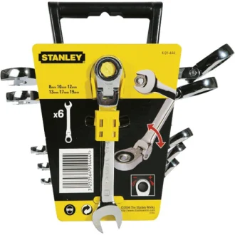 Набор ключей комбинированных трещоточных MaxiDrive Plus 8-19 мм с шарниром 6 шт STANLEY 4-91-444