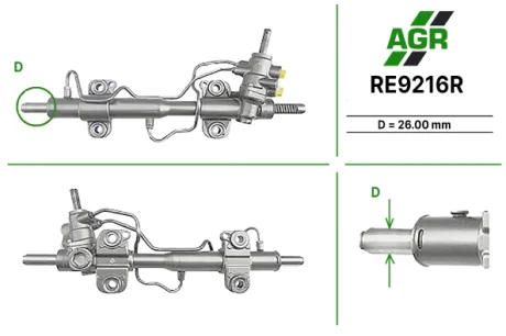 Рульова рейка з ГПК, відновлена, RENAULT SAFRANE I (B54_) 92-96,SAFRANE II (B54_) 96-00 AGR AUTOAGREGAT RE9216R