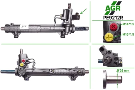 Рульова рейка з ГПК, відновлена, PEUGEOT 406 1995-2004 AGR AUTOAGREGAT PE9212R
