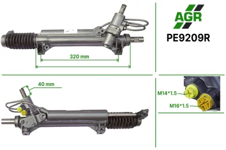 Рульова рейка з ГПК, відновлена, PEUGEOT 406 (8B) 95-04,406 Break (8E/F) 96-04 AGR AUTOAGREGAT PE9209R
