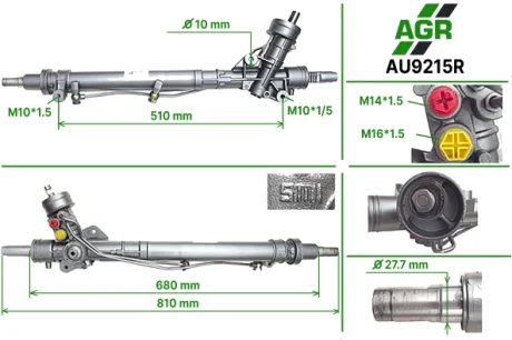 Рульова рейка з ГПК, відновлена, AUDI A6 01.97-01.05;AUDI A6 Avant 11.97-01.05 AGR AUTOAGREGAT AU9215R
