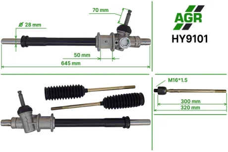 Рульова рейка без ПК, нова, HYUNDAI H100 93-00 AGR AUTOAGREGAT HY9101