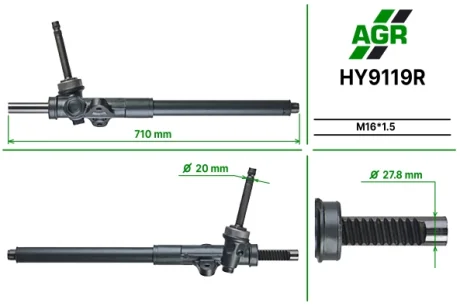 Рульова рейка без ПК, відновлена, HYUNDAI ix35 (LM, EL, ELH) 13-;KIA SPORTAGE (SL) 13- AGR AUTOAGREGAT HY9119R
