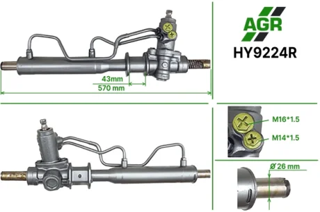 Рульова рейка з ГПК, відновлена, HYUNDAI SANTAMO 99- AGR AUTOAGREGAT HY9224R