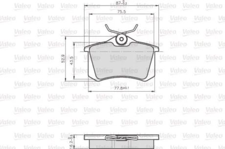 Колодки гальмівні PEUGEOT T. PARTNER 1,6-2,0 HDI 03- VALEO 872960