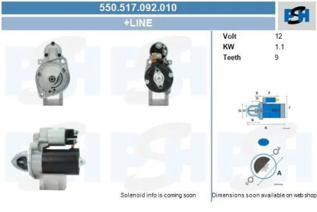 Стартер Mercedes 1.1 kw PSH 550517092010