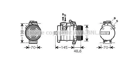 Компрессор кондиционера BMW X5 E53 (00-)/LR Range Rover (02-) 3.0 Tdi AVA BWAK334
