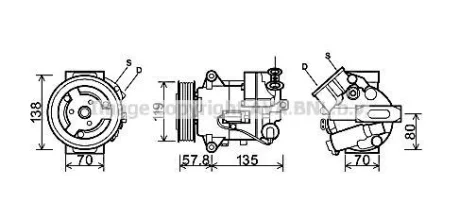 Компресор кондиціонера CHEVROLET CRUZE, MALIBU, ORLANDO, OPEL ASTRA J, ASTRA J GTC, INSIGNIA A, INSIGNIA A COUNTRY, SAAB 9-5 07.08- QUALITY COOLING AVA OLAK496