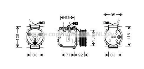 Компресор кондиціонера HONDA ACCORD V, ACCORD VI, CIVIC VII, CIVIC VIII, PRELUDE V, STREAM 02.96-12.12 QUALITY COOLING AVA HDAK169