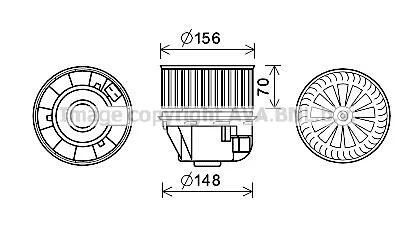 Вентилятор салону FORD C-MAX II, FOCUS III, FOCUS III/HATCHBACK, FOCUS III/KOMBI, GRAND C-MAX, KUGA II, TOURNEO CONNECT V408 NADWOZIE WIELKO, TRANSIT CONNECT 1.0-Electric 04.10- QUALITY COOLING AVA FD8634
