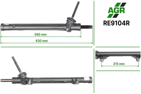 Рульова рейка без ПК, відновлена, RENAULT SCENIC II (JM0/1_) 04-, KANGOO (KW0/1_) 08-,MEGANE II AGR AUTOAGREGAT RE9104R