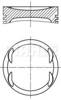 Поршень з кільцями VAG 76,76 1,6i 16V ATN/AUS/AZD (Mahle) Mahle MAHLE\KNECHT 030 99 01 (фото 1)