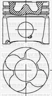 Поршень с кольцами і пальцем на 1/2/3цил. (размер отв. 78.31/STD) VW, AUDI, SKODA 2,5TDI 00- (AKE, BFC, AYM, BCZ Euro3) YENMAK 31-04331-000