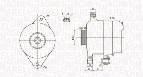 Генератор (12В, 70А, новий) TOYOTA YARIS, YARIS VERSO, VW POLO V 1.3-1.5 08.99-12.14 MAGNETI MARELLI 063731793010
