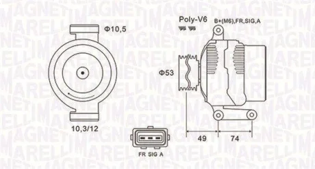 Генератор (14В, 115А, новий) FORD FOCUS II, MONDEO III, MONDEO IV, JAGUAR X-TYPE I 1.8-2.5 10.00-01.15 MAGNETI MARELLI 063731638010