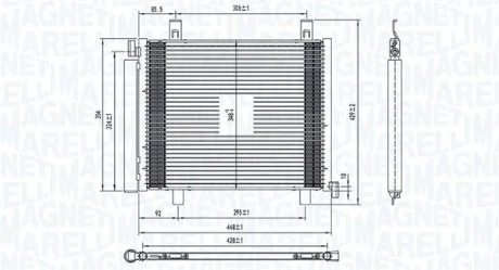 Конденсатор кондиціонера (з осушувачем) SEAT MII, SKODA CITIGO, E-CITIGO, VW LOAD UP!, UP! 1.0/1.0CNG/Electric 08.11- MAGNETI MARELLI 350203836000
