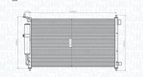 Конденсатор кондиціонера (з осушувачем) NISSAN JUKE, MICRA C+C III, MICRA III, NOTE, PULSAR, TIIDA 1.0-1.8 01.03- MAGNETI MARELLI 350203829000
