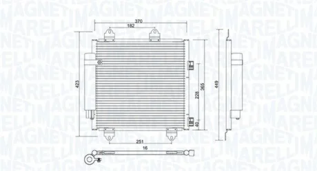 Конденсатор кондиціонера (з осушувачем) CITROEN C1, PEUGEOT 107, TOYOTA AYGO, AYGO/HATCHBACK 1.0/1.2/1.4D 06.05- MAGNETI MARELLI 350203753000