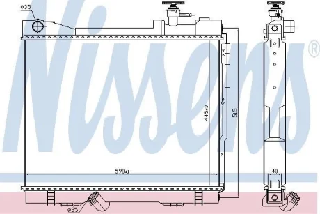 Радіатор двигуна (без рами) RVI MAXITY, NISSAN CABSTAR, NT400 CABSTAR DXi2,5-YD25K3LD-5MI 09.06- NISSENS 68742
