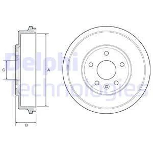 Гальмівний барабан задн CHEVROLET AVEO 1.2-1.6 03.11- DELPHI BF556 (фото 1)