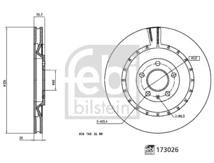 Диск гальмівний задн Лів/Прав PORSCHE MACAN 3.0/3.0D/3.6 02.14-09.18 FEBI 173026