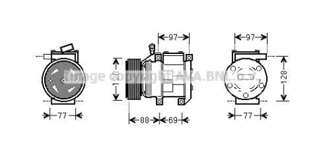 Фото запчасти Компресор кондиціонера KIA SORENTO I 2.5D 08.02-12.11 QUALITY COOLING AVA KAAK117 Компресор кондиціонера KIA SORENTO I 2.5D 08.02-12.11 QUALITY COOLING AVA KAAK117