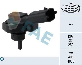 Датчик тиску у впускному колекторі (4 pin) IVECO DAILY III, CHRYSLER VOYAGER III, CITROEN JUMPER I, DODGE CARAVAN, FIAT DUCATO, PANDA, SEICENTO / 600, LAND ROVER DEFENDER 0.9-2.8D 03.94- FAE 15094