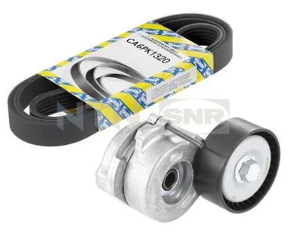 Комплект поліклинового ременя (із натягувачем) ALFA ROMEO MITO, FIAT FIORINO, FIORINO/MINIVAN, GRANDE PUNTO, PUNTO, PUNTO EVO, PUNTO EVO/HATCHBACK, PUNTO/HATCHBACK, QUBO 1.3D-1.7D 06.03- SNR NTN-SNR KA85301